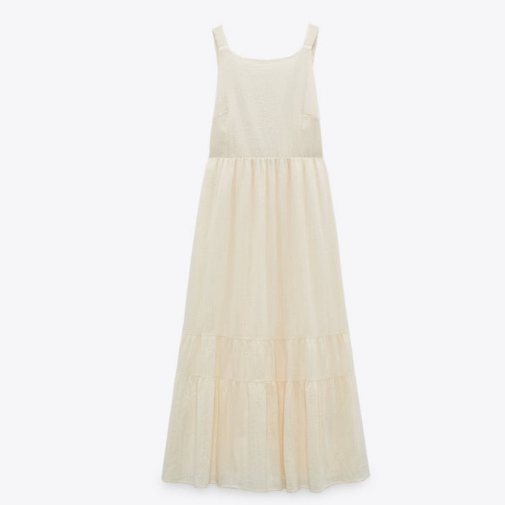 Zara * Cream Maxi Dress Rustic Boho Size S - Picture 9 of 12